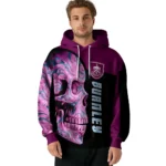 Burnley Skull Motif Burgundy Black Hoodie Best Selling