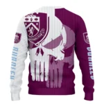Burnley Skull Split Burgundy White Sweater Best Selling