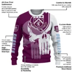 Burnley Skull Split Burgundy White Sweater Best Selling