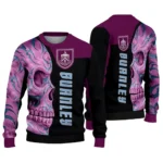 Burnley Skull Swirl Burgundy Black Sweater Best Selling