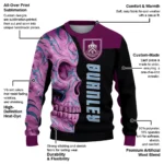 Burnley Skull Swirl Burgundy Black Sweater Best Selling