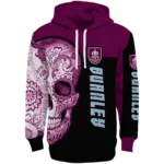 Burnley Sugar Skull Burgundy Black Hoodie Best Selling