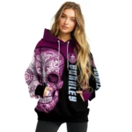 Burnley Sugar Skull Burgundy Black Hoodie Best Selling
