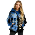 Chelsea Skull Motif Royal Blue Black Hoodie Best Selling