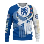 Chelsea Skull Split Royal Blue White Sweater Best Selling