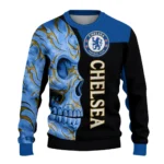 Chelsea Skull Swirl Royal Blue Black Sweater Best Selling