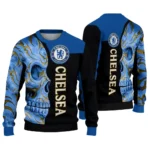 Chelsea Skull Swirl Royal Blue Black Sweater Best Selling