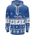 Crystal Palace Reindeer Motif Blue Hoodie Best Selling