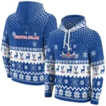 Crystal Palace Reindeer Motif Blue Hoodie Best Selling