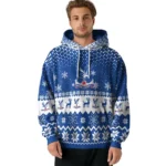 Crystal Palace Reindeer Motif Blue Hoodie Best Selling