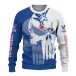 Crystal Palace Skull Split Blue White Sweater Best Selling