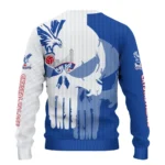 Crystal Palace Skull Split Blue White Sweater Best Selling