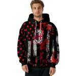 Custom Ac Milan Distressed Flag Red Black Hoodie Best Selling