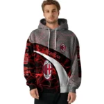 Custom Ac Milan Hexagonal Mesh Red Black Gray Hoodie Best Selling