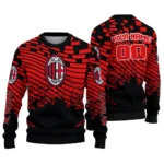 Custom Ac Milan Pixel Flow Red Black Sweater Best Selling