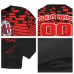 Custom Ac Milan Pixel Flow Red Black Sweater Best Selling