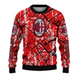 Custom Ac Milan Streak Overlay Red Sweater Best Selling