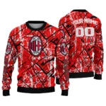 Custom Ac Milan Streak Overlay Red Sweater Best Selling