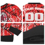 Custom Ac Milan Streak Overlay Red Sweater Best Selling