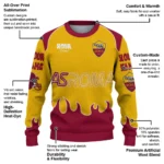 Custom As Roma Flame Border Red Sweater Best Selling