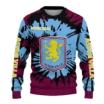 Custom Aston Villa Burst Swirl Claret Sweater Best Selling