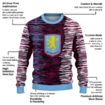 Custom Aston Villa Camouflage Stripe Claret White Sweater Best Selling