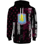 Custom Aston Villa Distressed Flag Claret Black Hoodie Best Selling