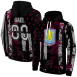 Custom Aston Villa Distressed Flag Claret Black Hoodie Best Selling