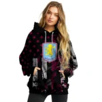 Custom Aston Villa Distressed Flag Claret Black Hoodie Best Selling