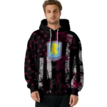 Custom Aston Villa Distressed Flag Claret Black Hoodie Best Selling