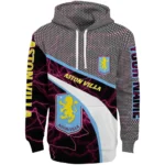 Custom Aston Villa Hexagonal Mesh Claret Black Gray Hoodie Best Selling