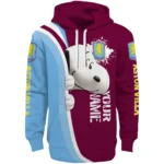 Custom Aston Villa Peeking Snoopy Claret Hoodie Best Selling