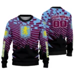 Custom Aston Villa Pixel Flow Claret Black Sweater Best Selling