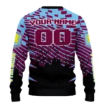 Custom Aston Villa Pixel Flow Claret Black Sweater Best Selling