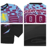 Custom Aston Villa Pixel Flow Claret Black Sweater Best Selling