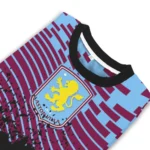 Custom Aston Villa Pixel Flow Claret Black Sweater Best Selling
