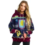 Custom Aston Villa Spongebob Patrick Star Claret Navy Hoodie Best Selling