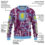 Custom Aston Villa Streak Overlay Claret Sweater Best Selling
