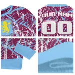 Custom Aston Villa Streak Overlay Claret Sweater Best Selling