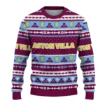 Custom Aston Villa Tent Stripes Claret White Sweater Best Selling