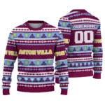 Custom Aston Villa Tent Stripes Claret White Sweater Best Selling