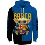 Custom Barcelona Baby Yoda Blue Black Hoodie Best Selling