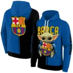 Custom Barcelona Baby Yoda Blue Black Hoodie Best Selling