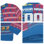 Custom Barcelona Christmastree Bands White Sweater Best Selling
