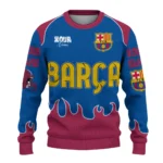 Custom Barcelona Flame Border Blue Sweater Best Selling