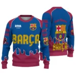 Custom Barcelona Flame Border Blue Sweater Best Selling