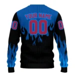 Custom Barcelona Flame Outline Blue Black Sweater Best Selling