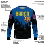 Custom Barcelona Flame Outline Blue Black Sweater Best Selling