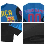 Custom Barcelona Flame Outline Blue Black Sweater Best Selling