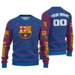Custom Barcelona Lattice Gridwork Blue Sweater Best Selling